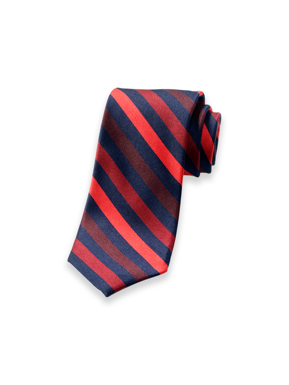 Stripe Woven Silk Tie - Red/navy