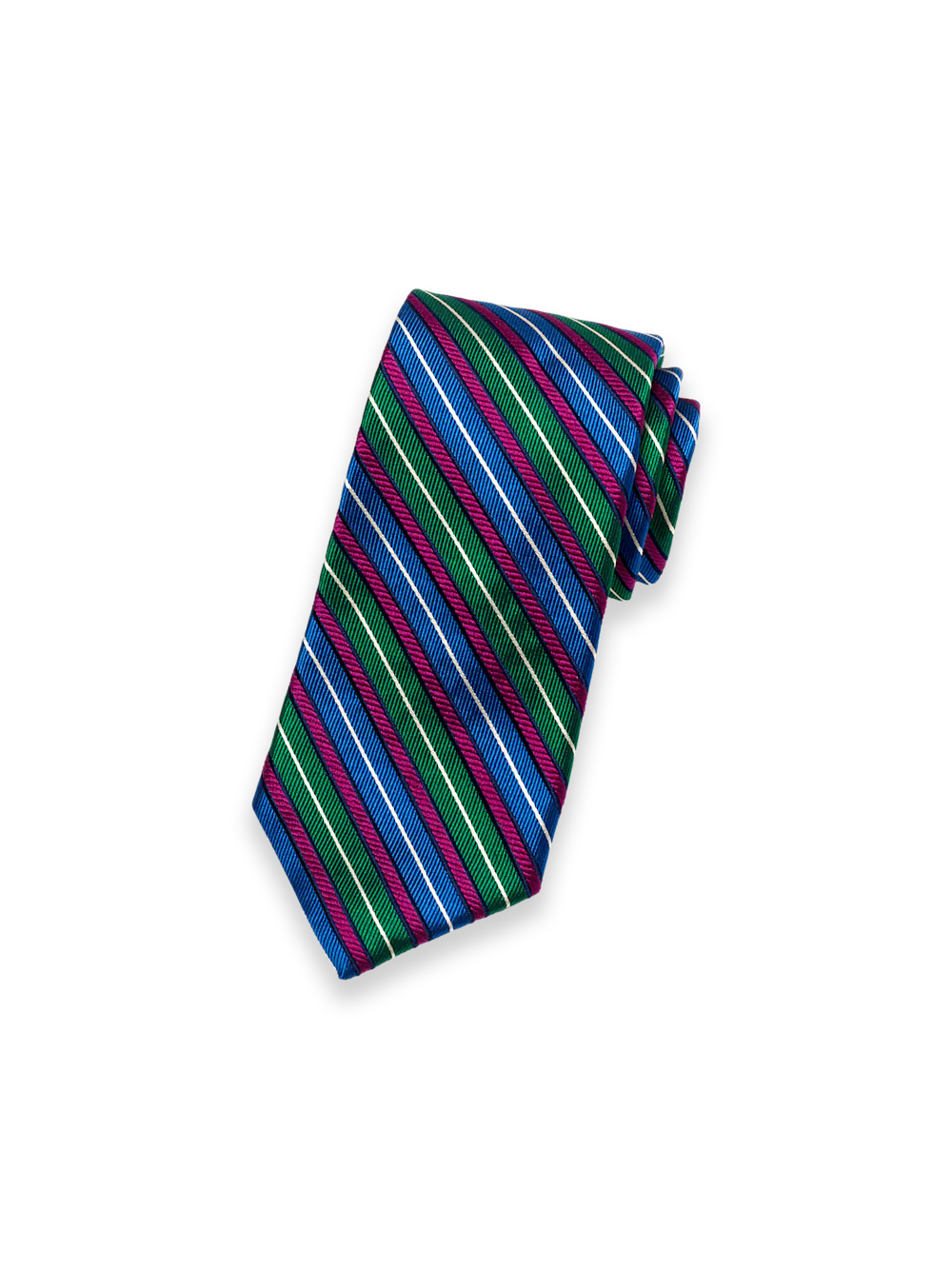 Stripe Woven Silk Tie - Green/blue