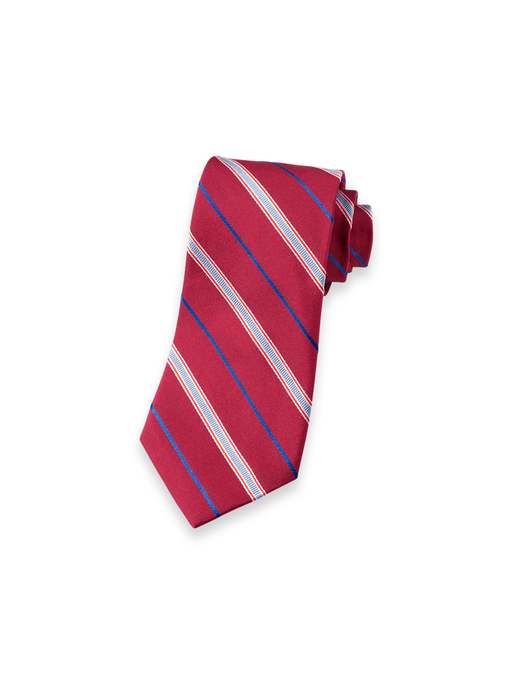 Stripe Woven Silk Tie - Red/blue