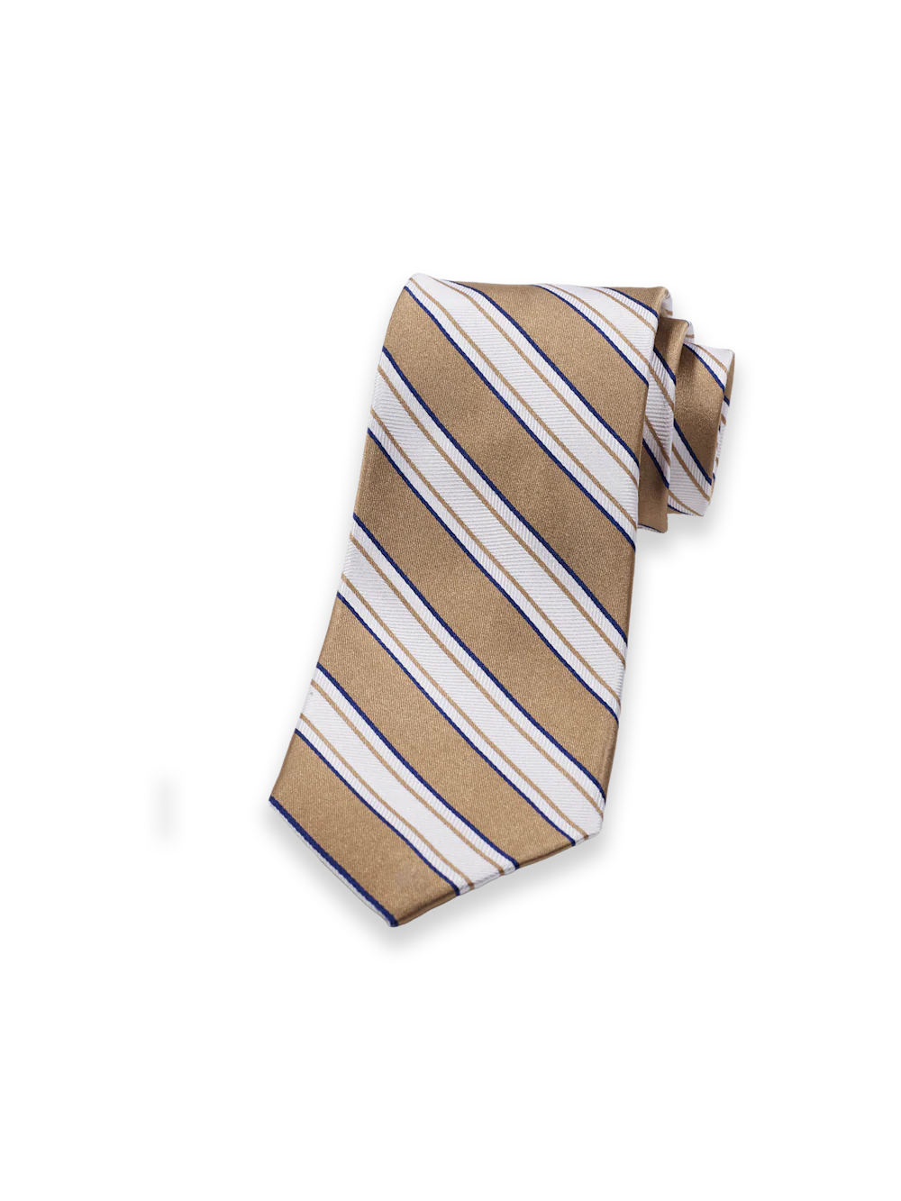 Stripe Woven Silk Tie - Gold/white