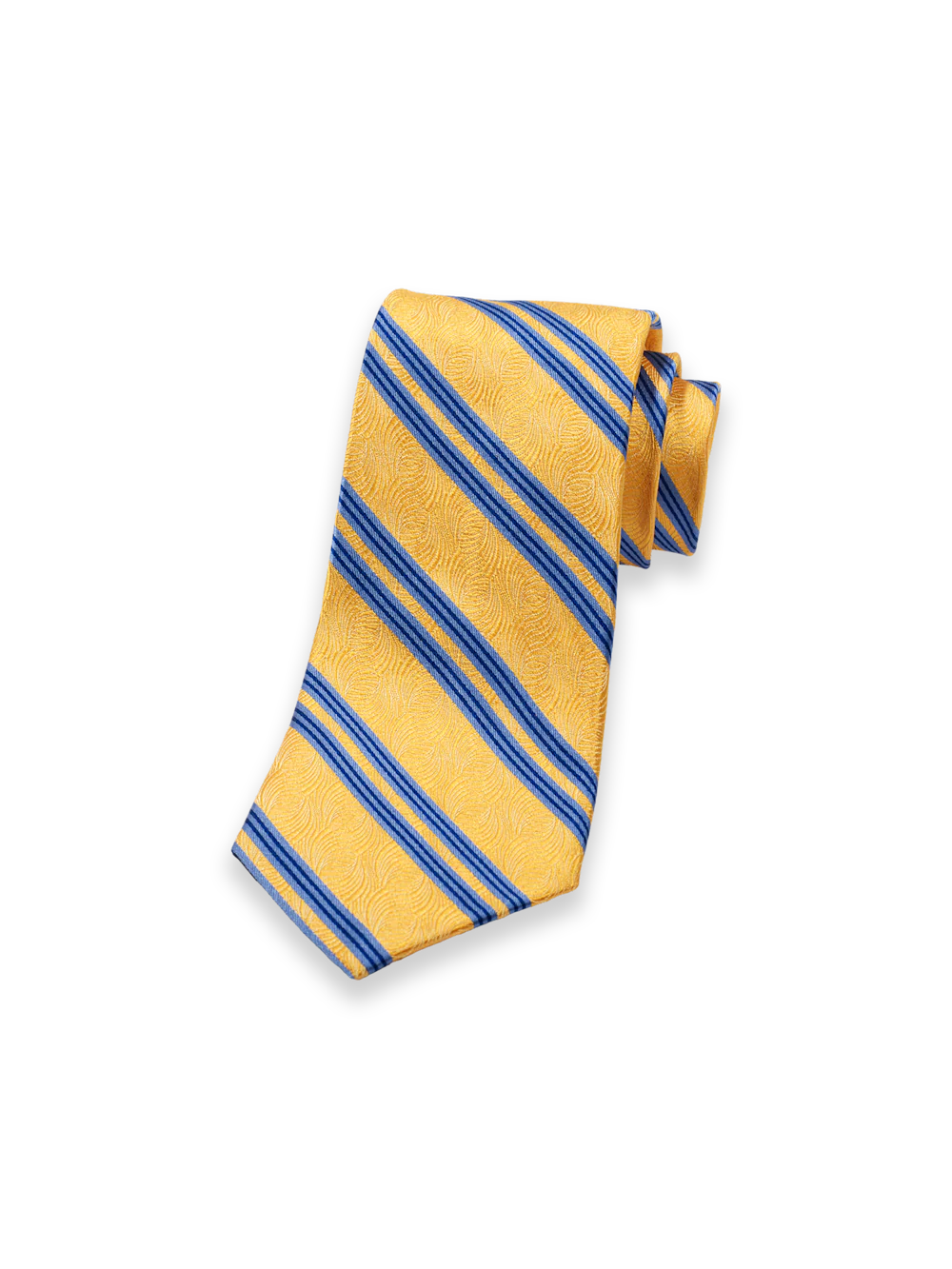 Stripe Woven Silk Tie - Yellow/blue