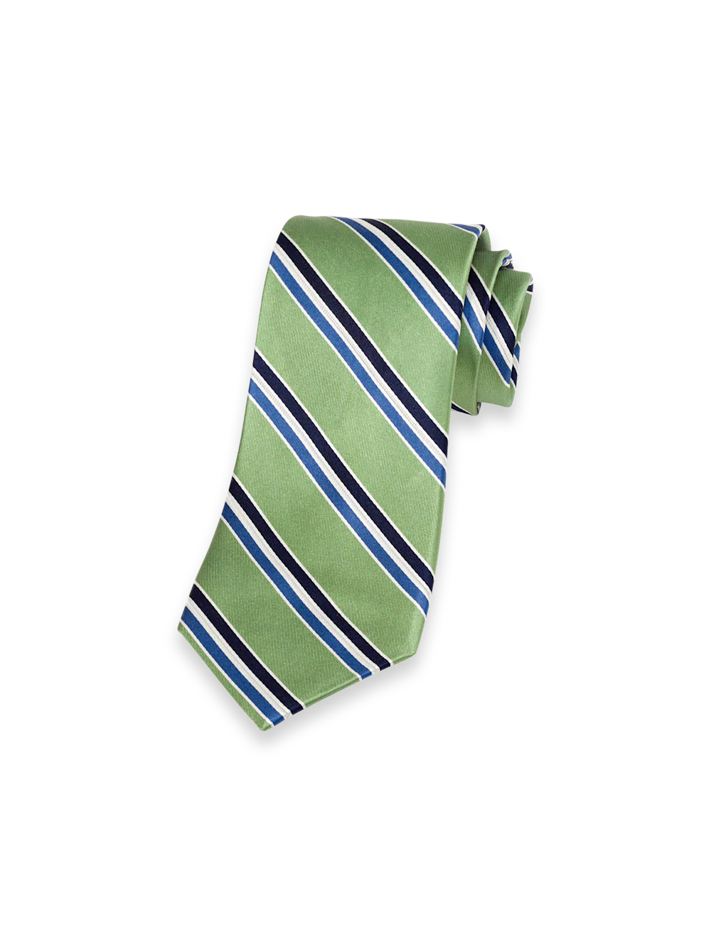 Stripe Woven Silk Tie - Green/blue