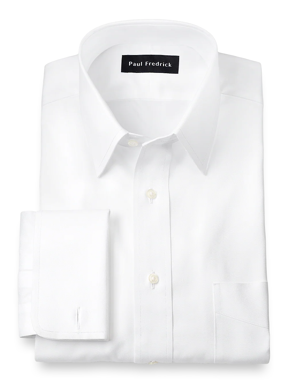 Superfine Egyptian Cotton Solid Color Straight Collar French Cuff Dress Shirt - White