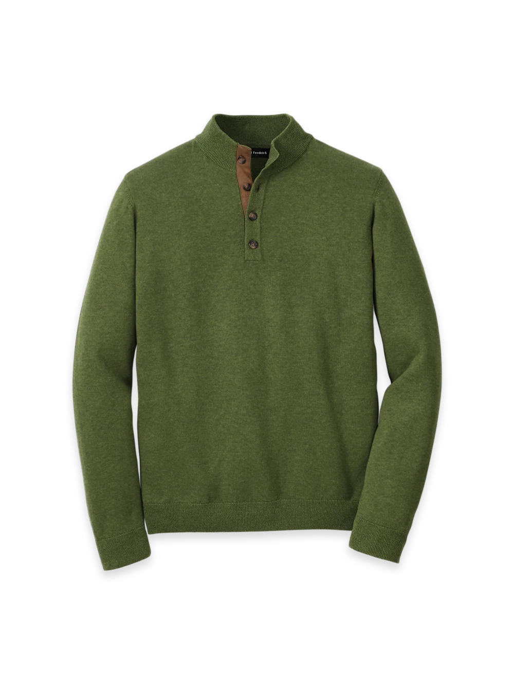 Supima Cotton Four Button Mock Neck Sweater - Olive