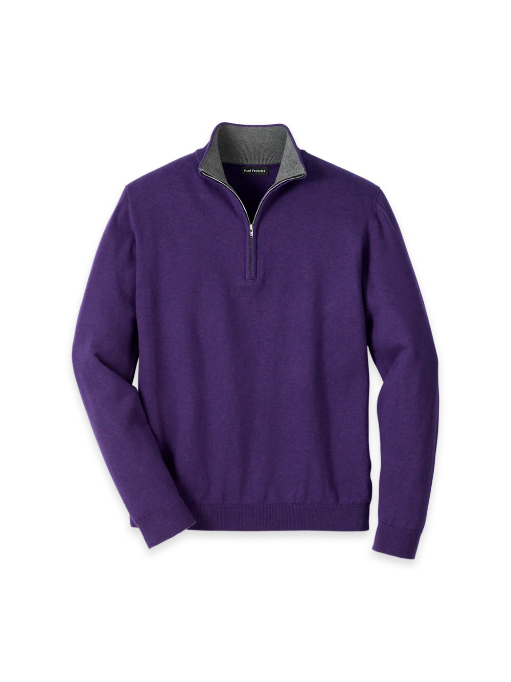 Supima Cotton Quarter Zip Mock Neck Sweater - Plum