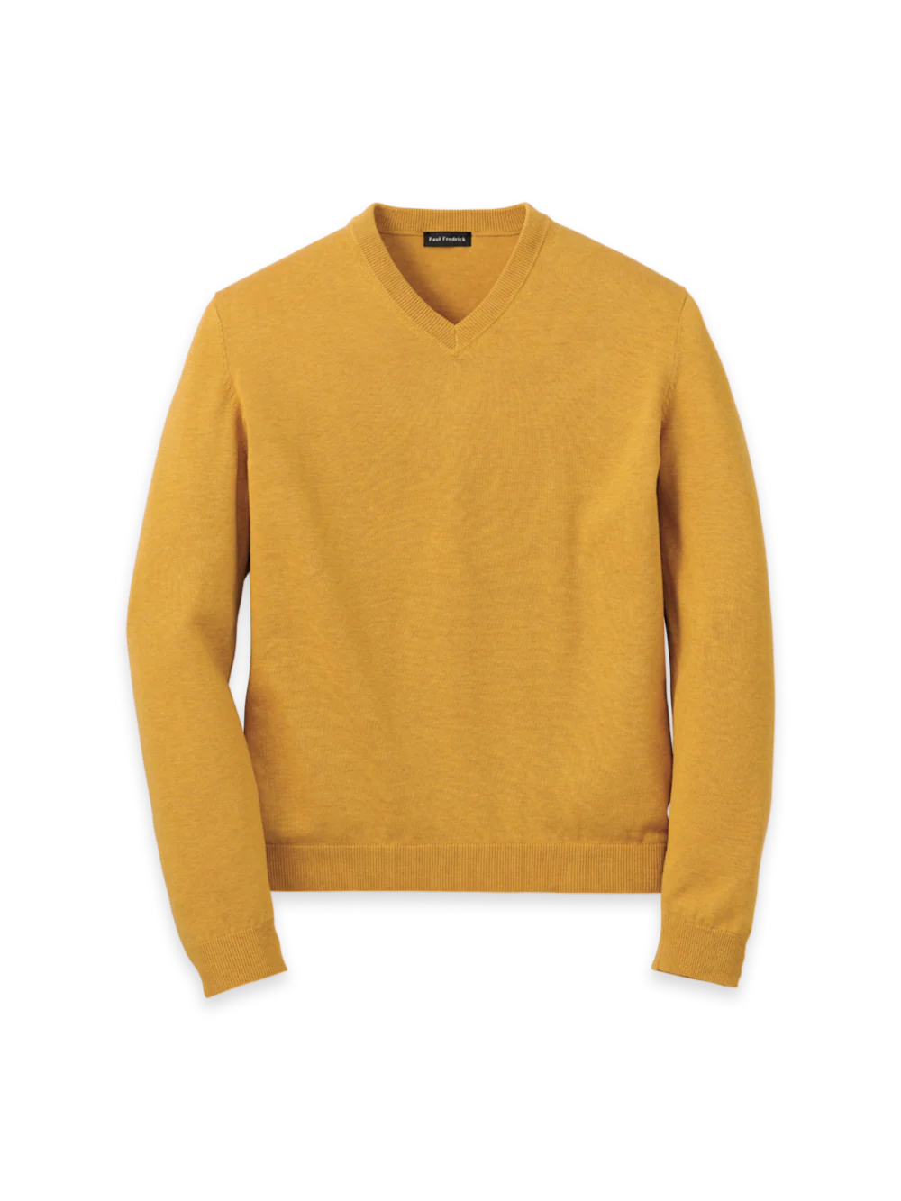 Supima Cotton V-neck Sweater - Mustard