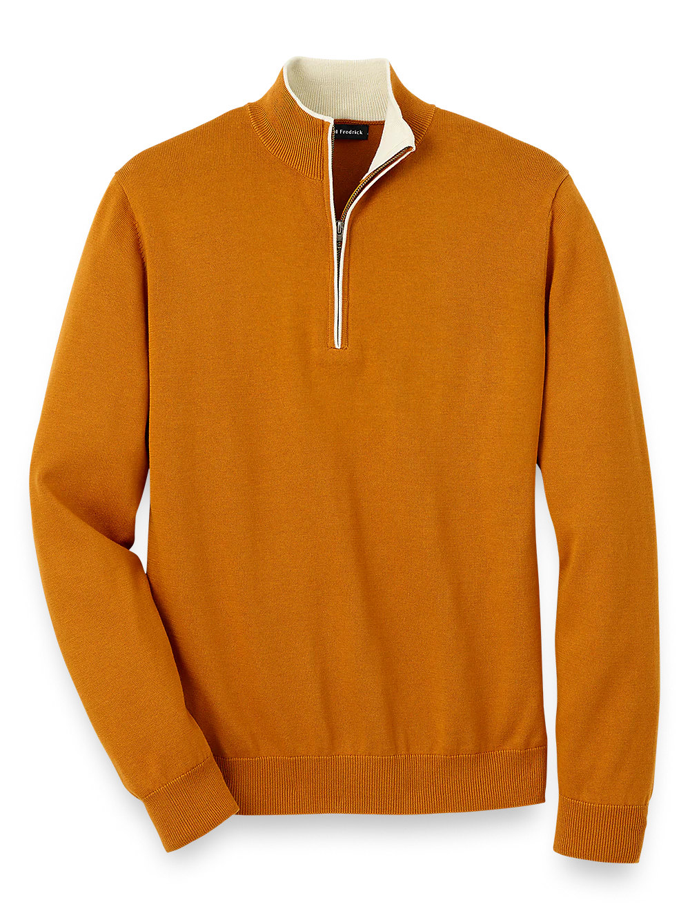 Supima Cotton Zip Mock Neck Sweater - Bronze