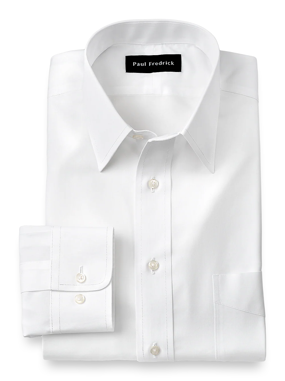 Supima Non-Iron Cotton Solid Color Straight Collar Dress Shirt - White