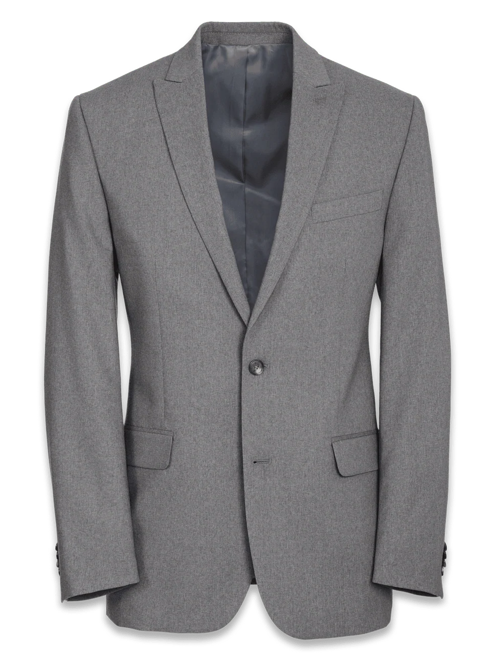 Tailored Fit Essential Wool Peak Lapel Suit Jacket - Grey