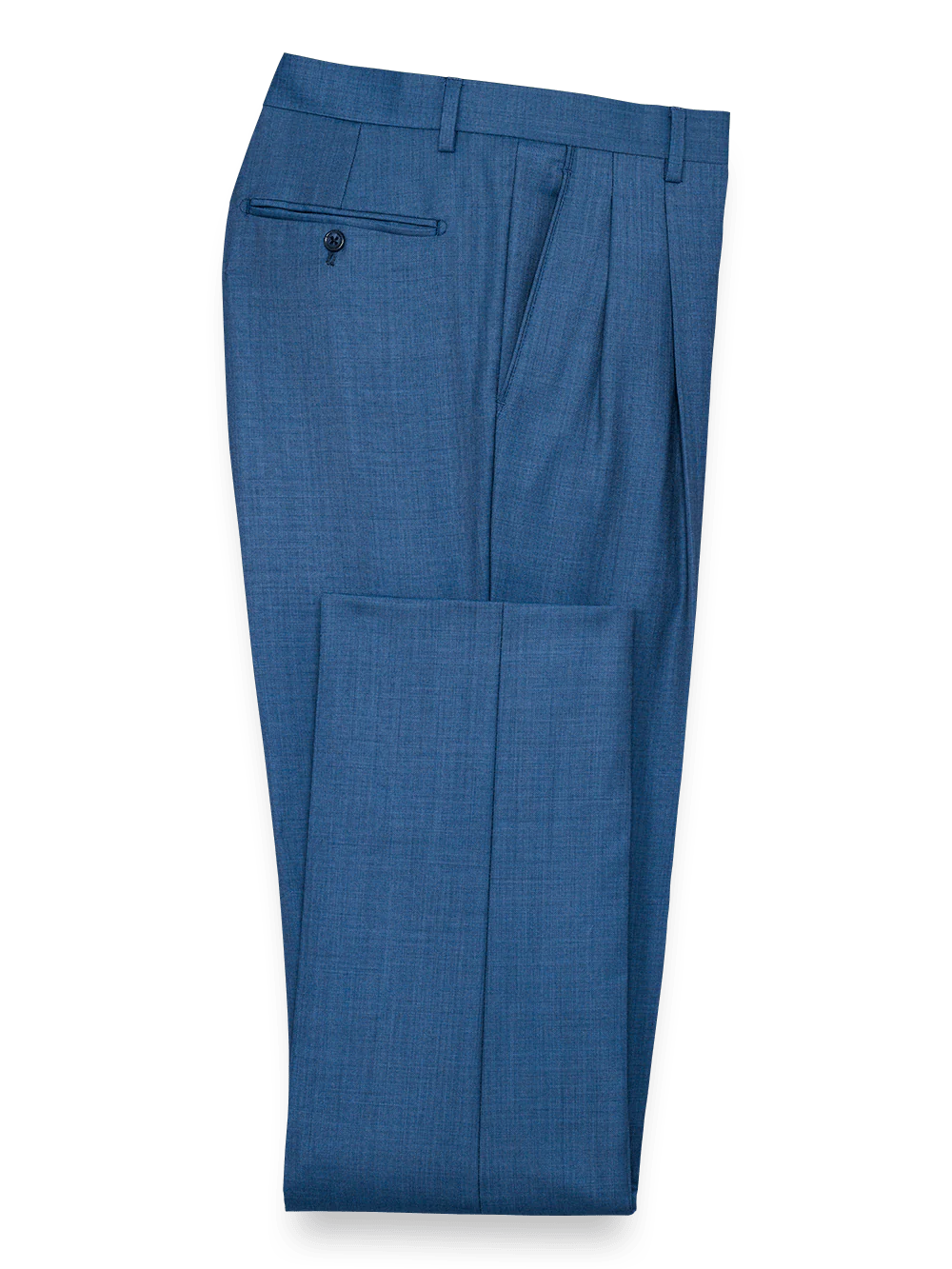 Tailored Fit Sharkskin Pleated Suit Pants - Slate Blue