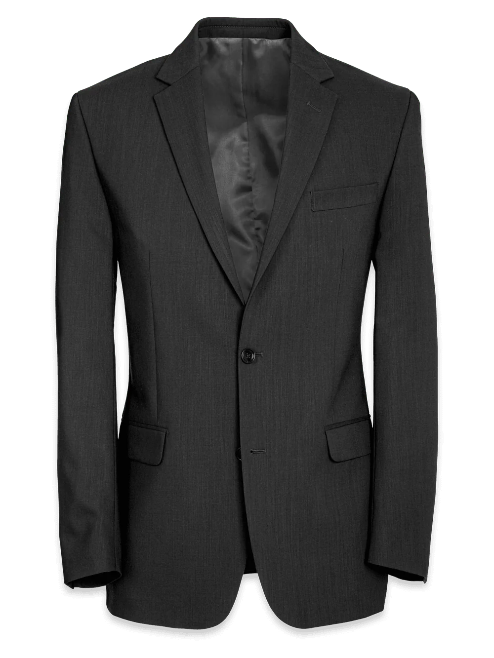 Tailored Fit Wool Essential Wool Notch Lapel Suit Jacket - Black