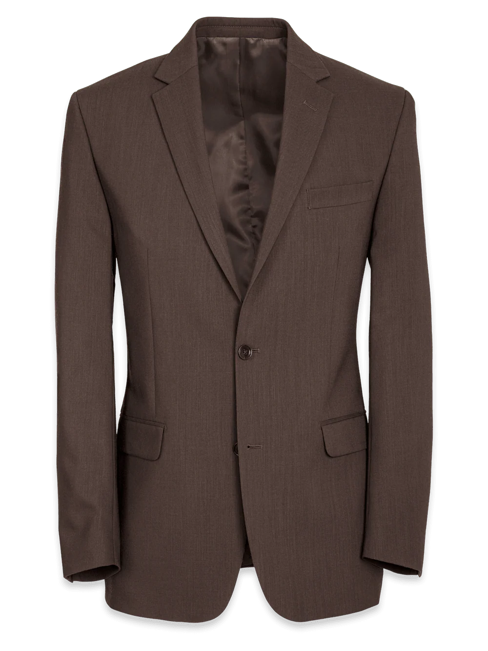 Tailored Fit Wool Essential Wool Notch Lapel Suit Jacket - Brown