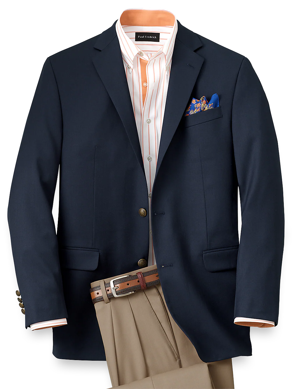 Tailored Fit Wool Travel Blazer - Navy