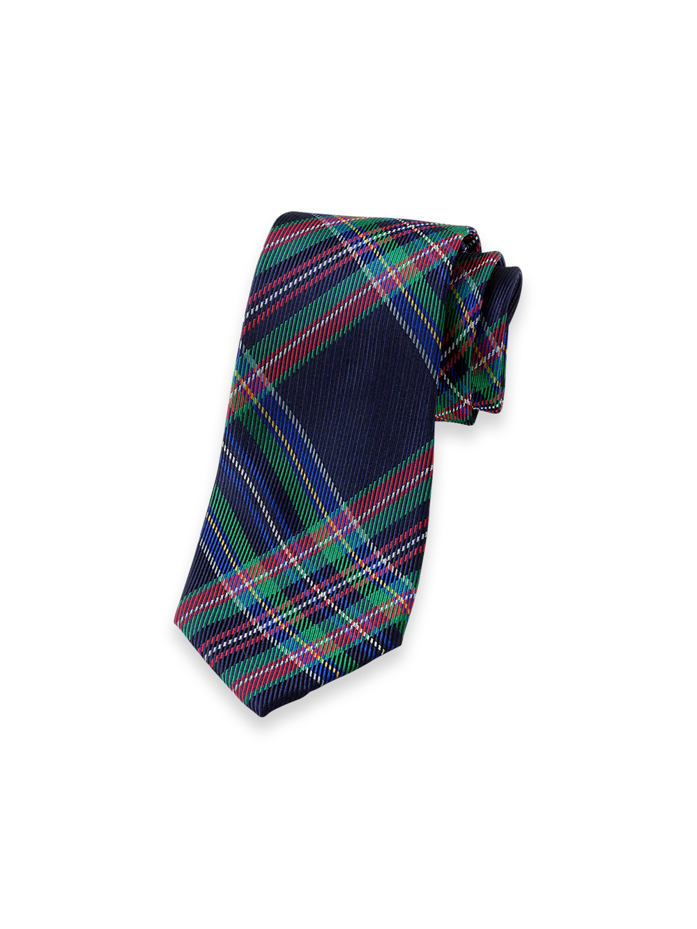 Tartan Plaid Woven Silk Tie - Navy Multi