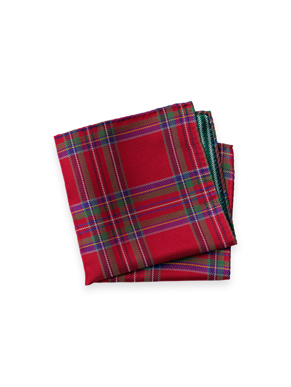 Tartan Silk Pocket Square - Red Multi