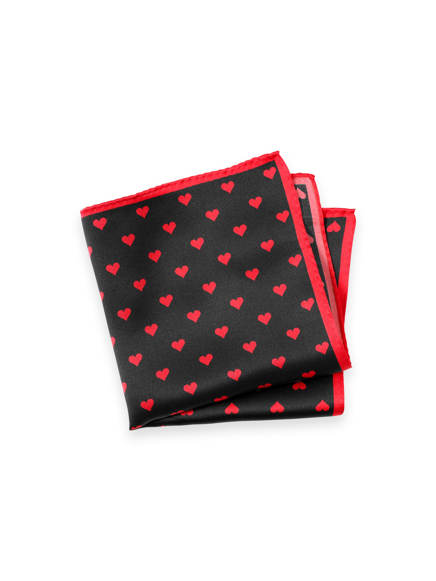 Valentine's Day Hearts Silk Pocket Square - Black/red