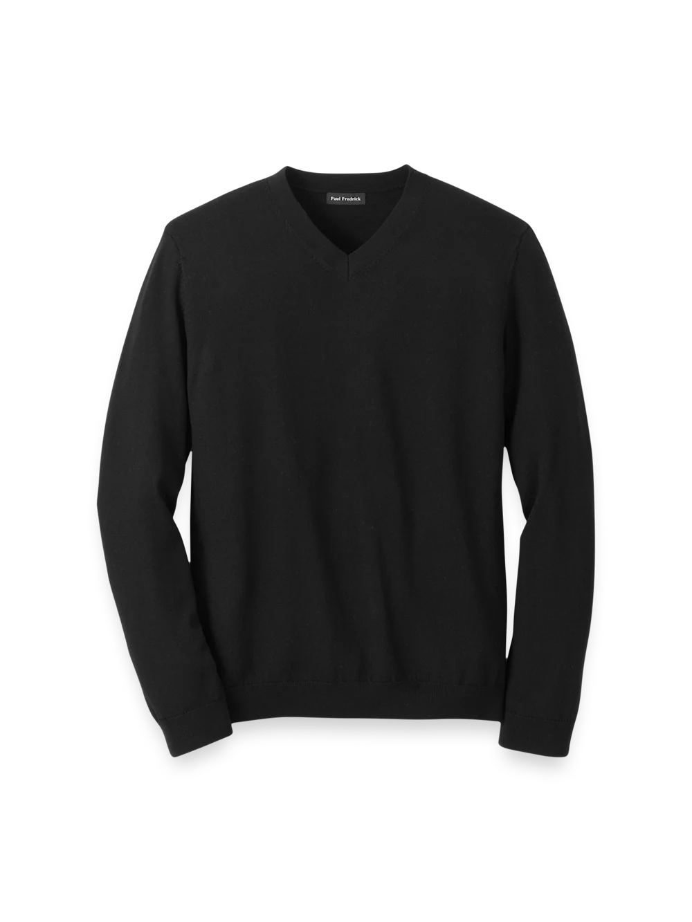 Washable Merino Wool V-neck Sweater - Black