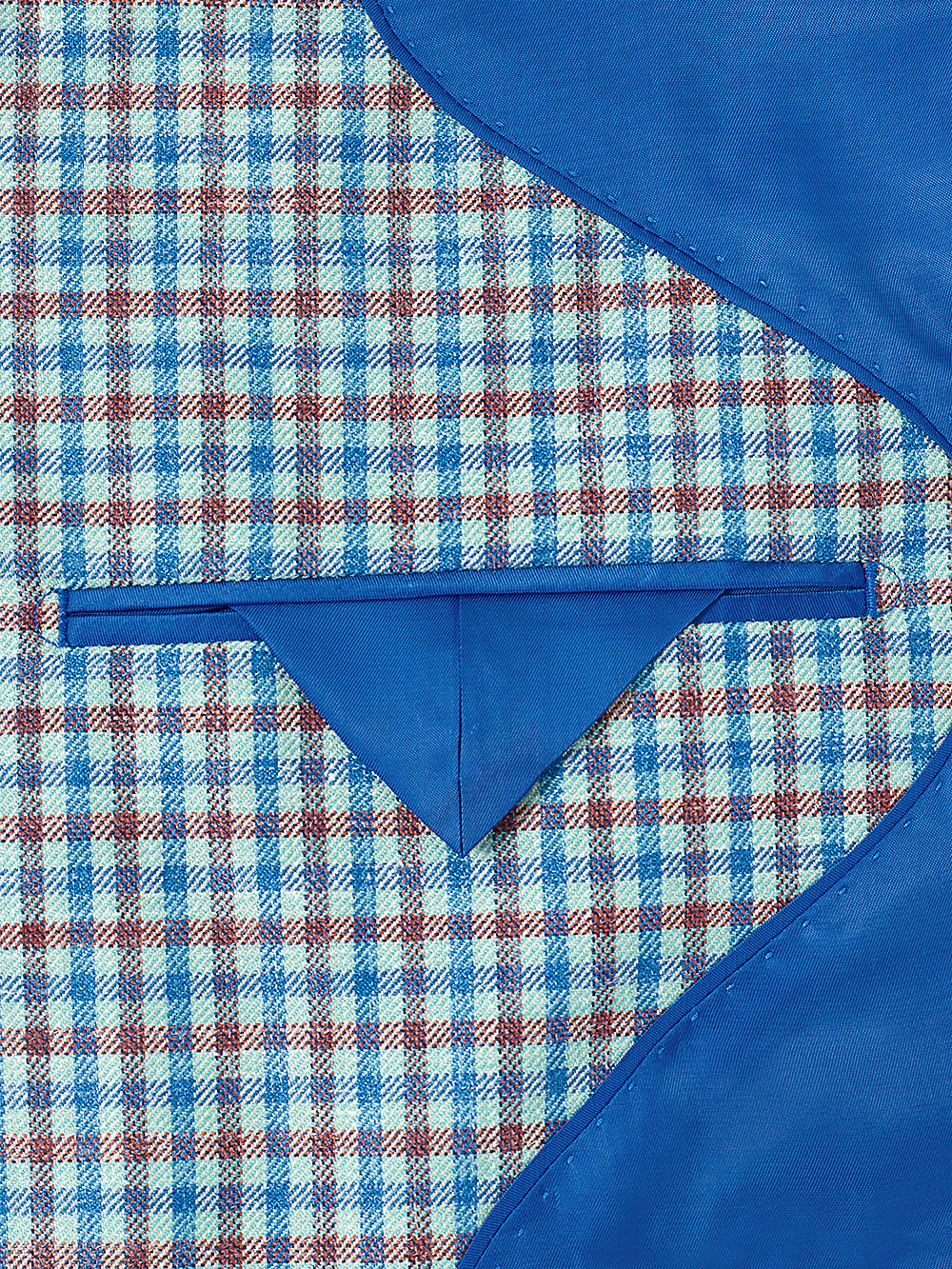 Wool Blend Check Notch Lapel Sport Coat - Blue/burgundy - Image 3