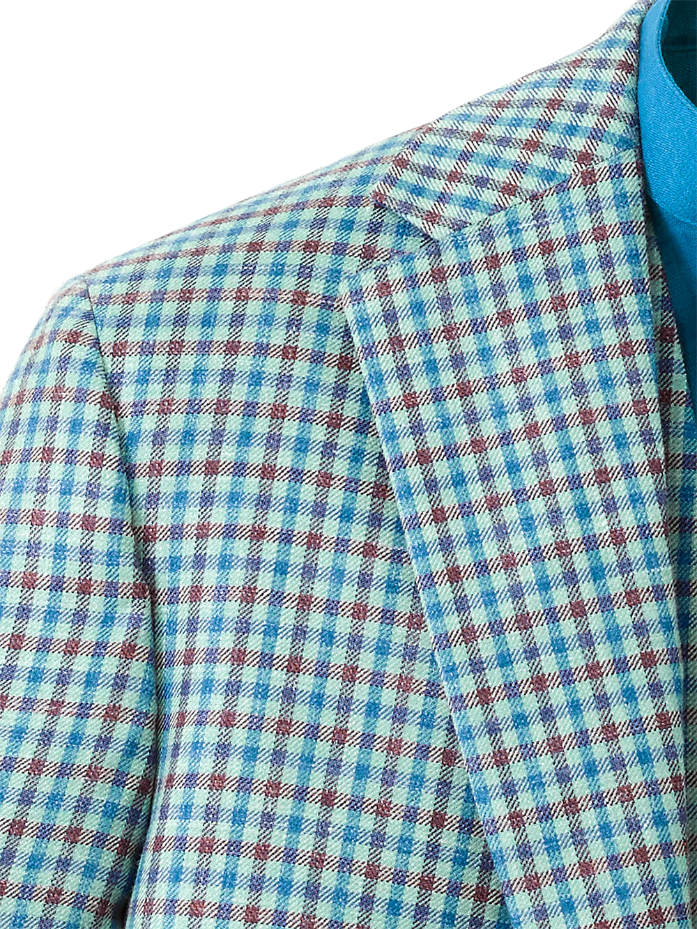 Wool Blend Check Notch Lapel Sport Coat - Blue/burgundy - Image 4