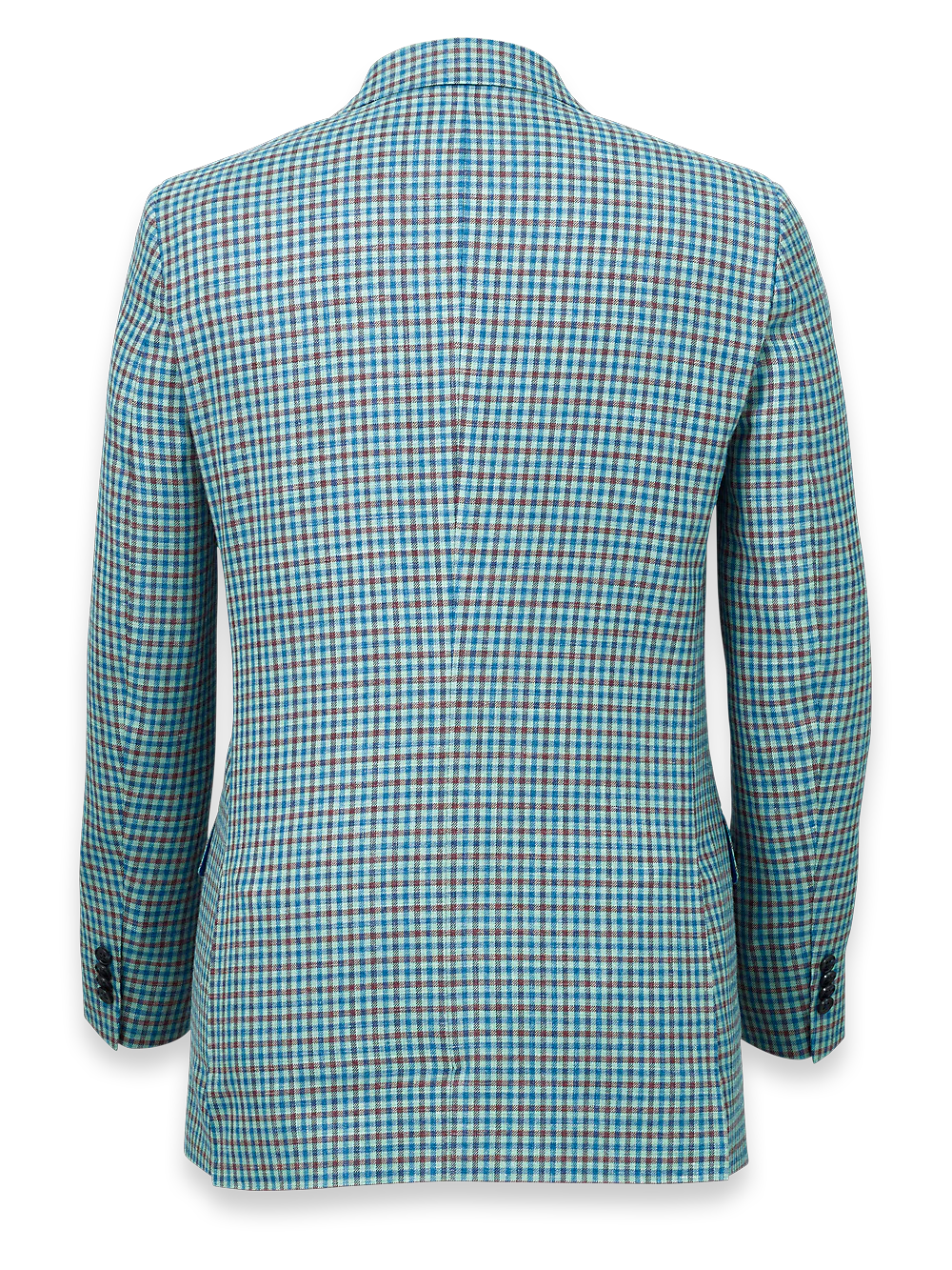 Wool Blend Check Notch Lapel Sport Coat - Blue/burgundy - Image 5