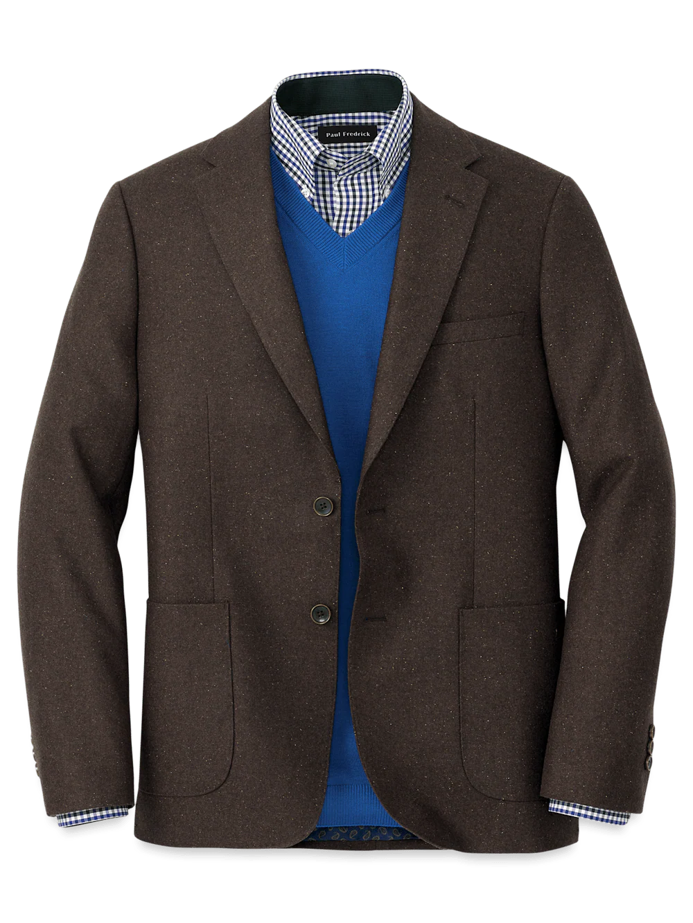 Wool Blend Donegal Single Breasted Notch Lapel Sport Coat - Brown