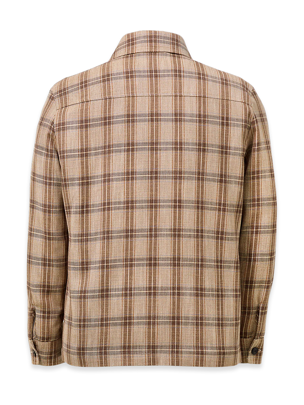 Wool Blend Plaid Shirt Jacket - Tan Plaid - Image 2