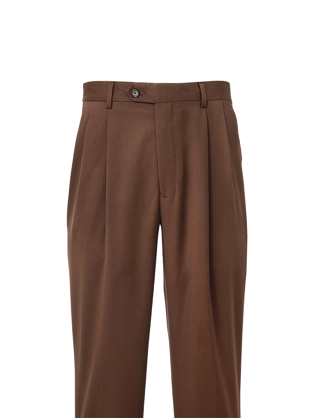 Wool Gabardine Pleated Pants - Brown - Image 2