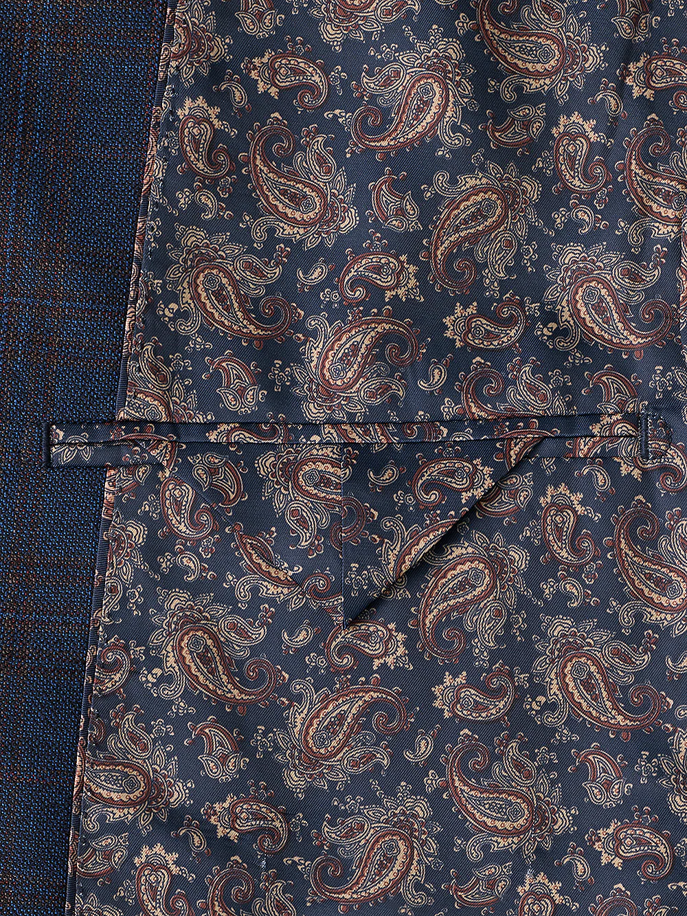 Wool Plaid Single Breasted Notch Lapel Suit Jacket - Blue/brown - Image 2