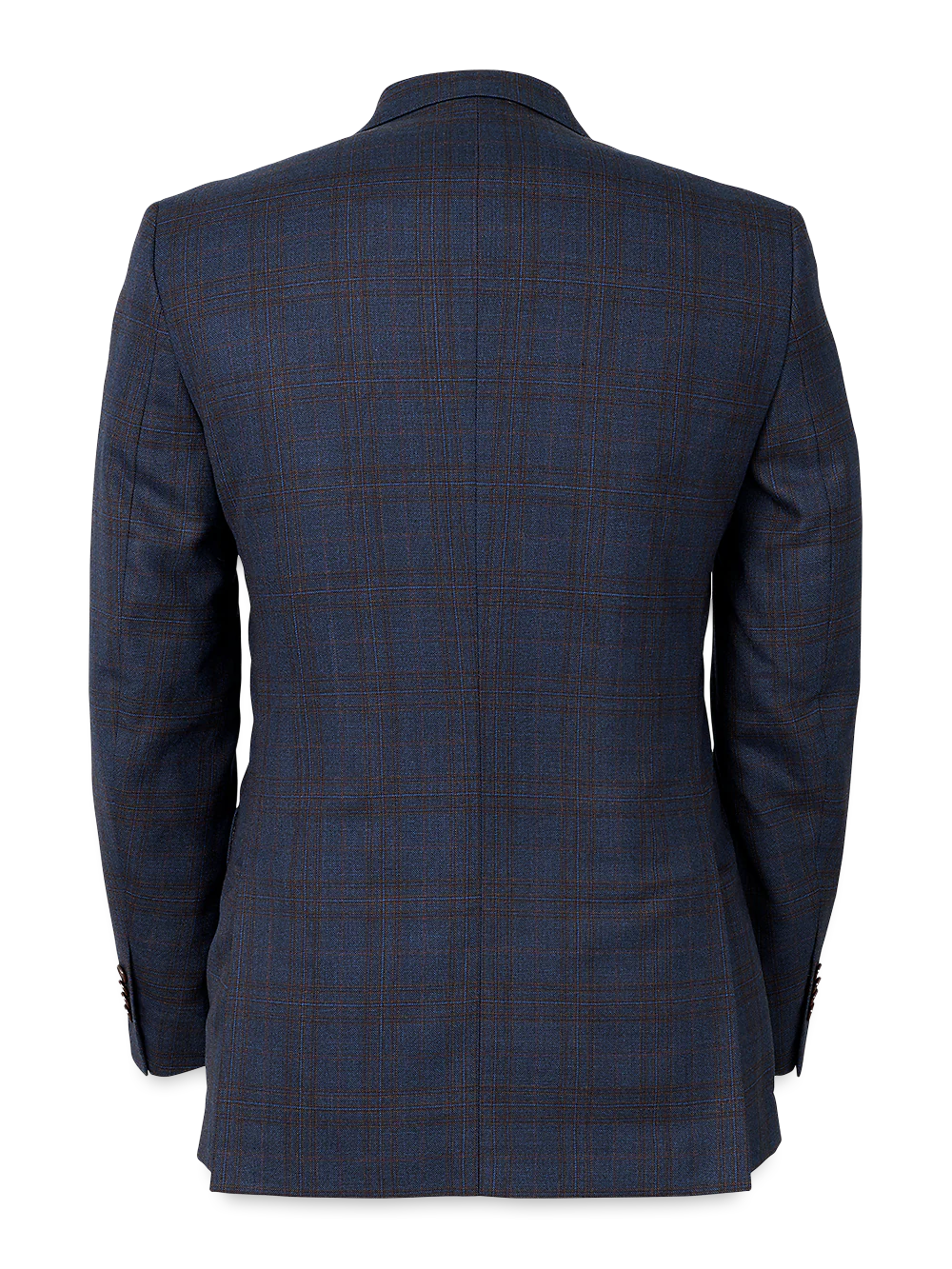 Wool Plaid Single Breasted Notch Lapel Suit Jacket - Blue/brown - Image 4