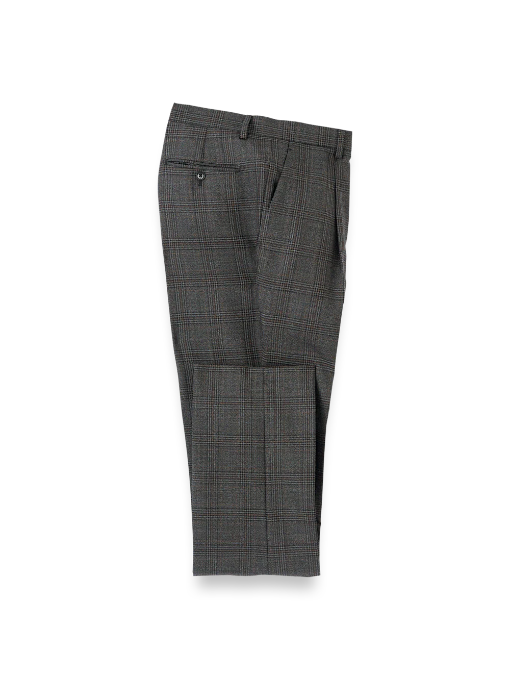 Wool Plaid Single Pleat Suit Pants - Charcoal