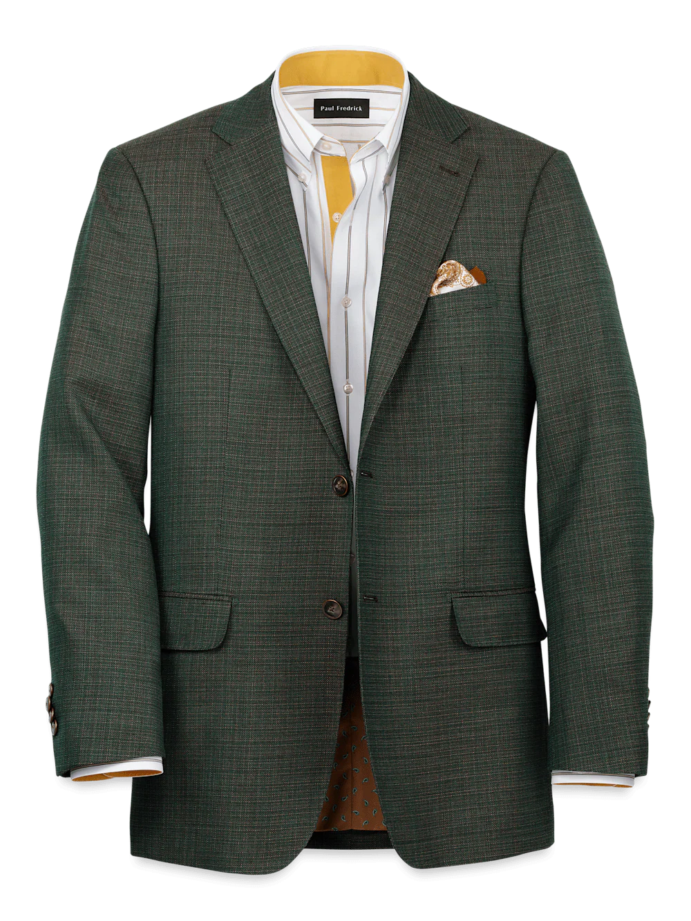 Wool Single Breasted Notch Lapel Sport Coat - Green/tan