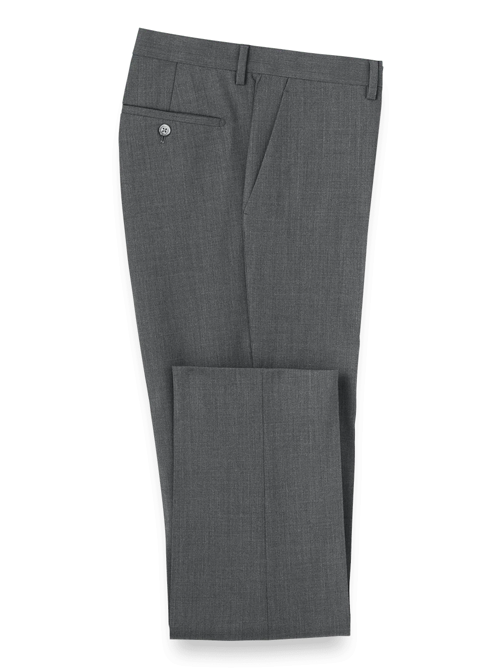 Wool Stretch Bengaline Flat Front Suit Pants - Grey