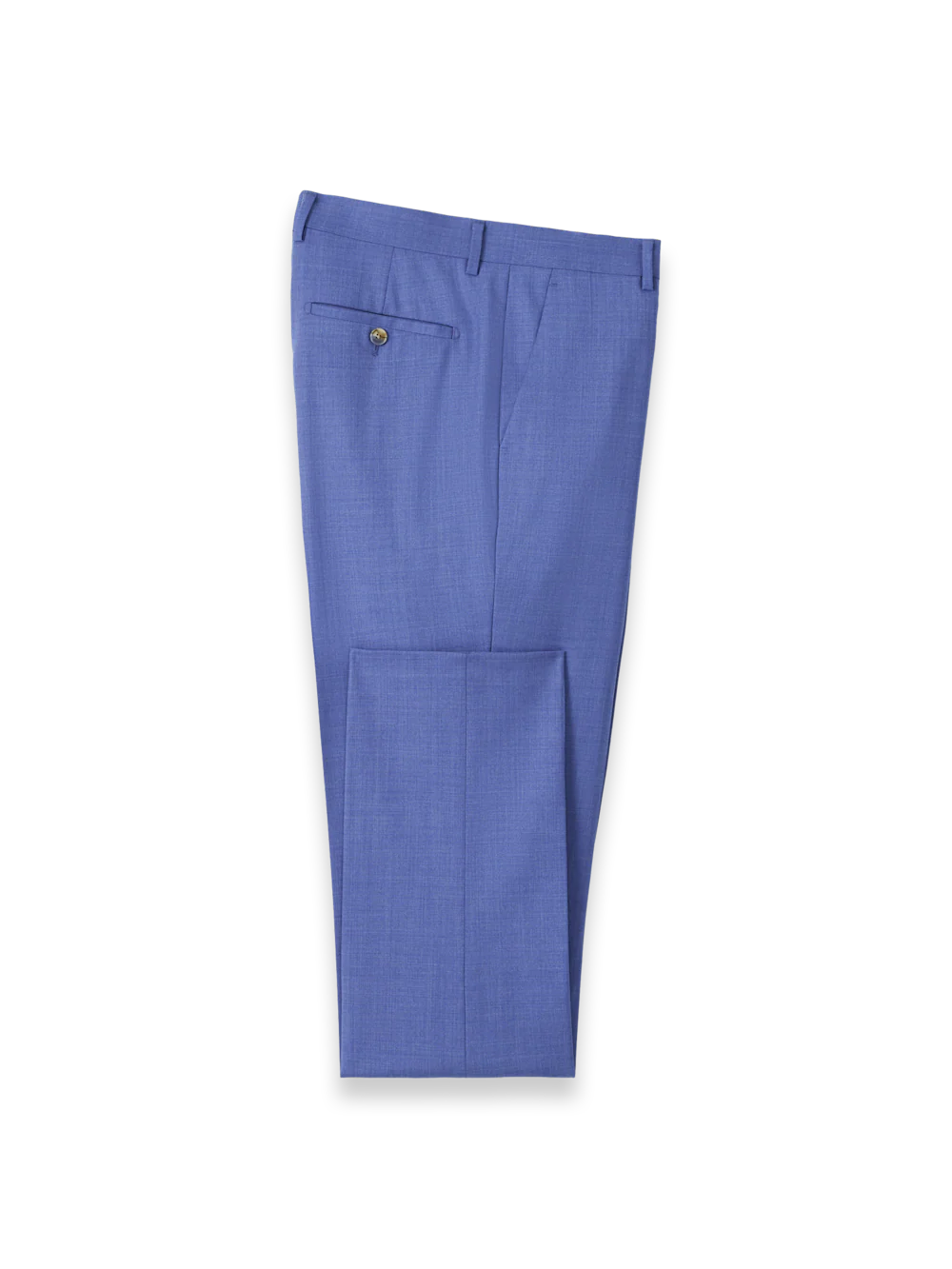 Wool Stretch Bengaline Flat Front Suit Pants - French Blue