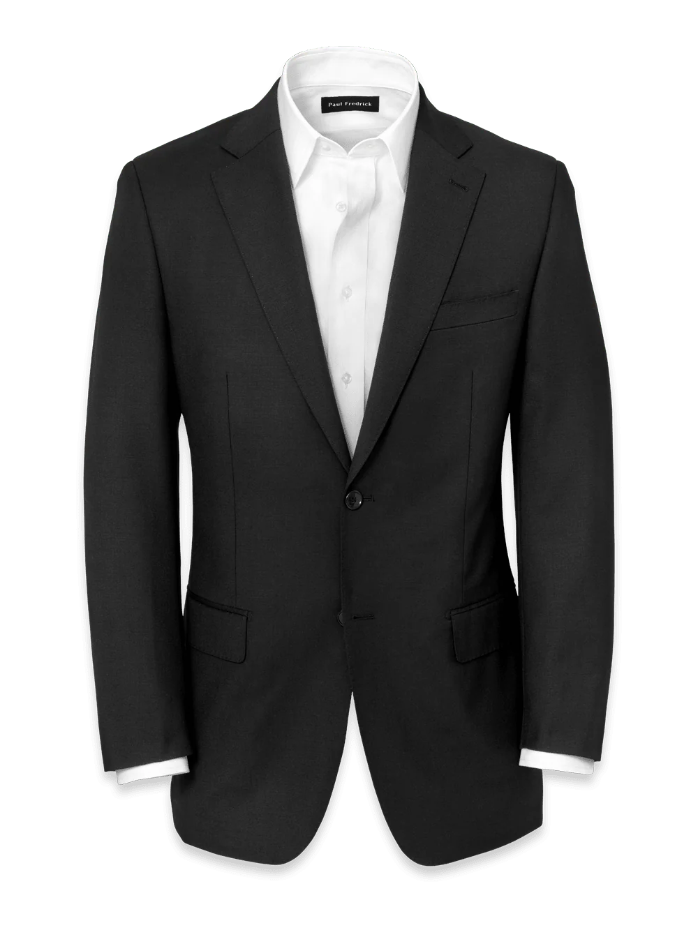 Wool Stretch Bengaline Notch Lapel Suit Jacket - Black