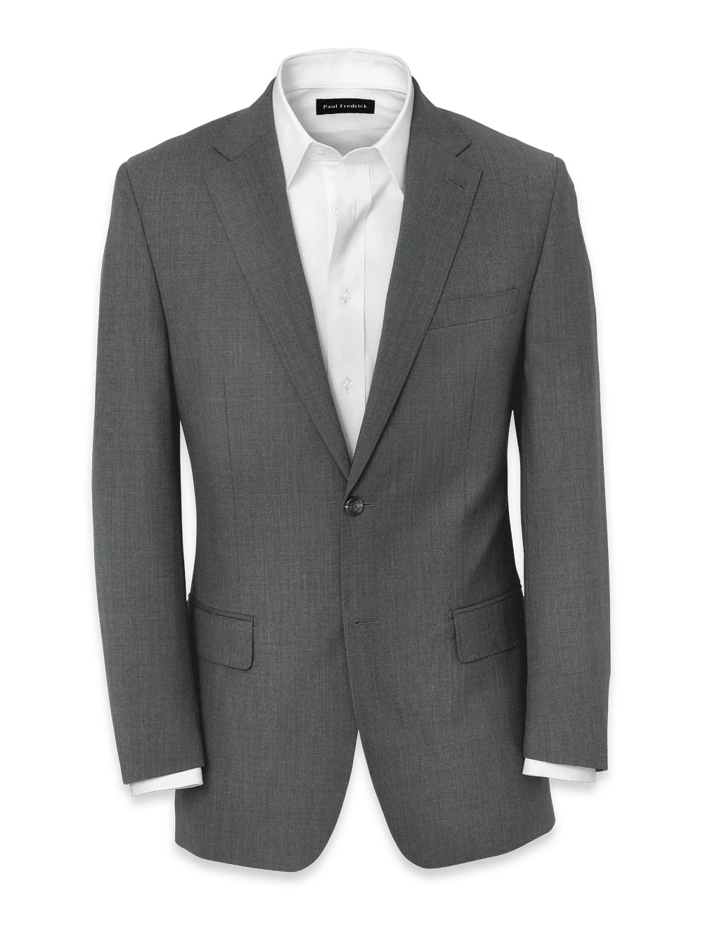 Wool Stretch Bengaline Notch Lapel Suit Jacket - Grey