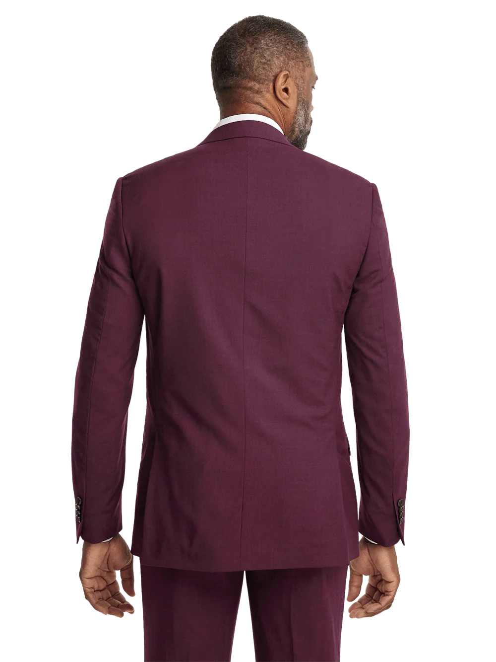 Wool Stretch Bengaline Peak Lapel Suit Jacket - Plum - Image 7