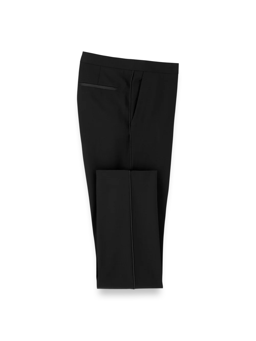 Wool Stretch Tuxedo Pants - Black